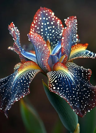 Black and Red Leopard-Patterned Iris (Iris spp.)