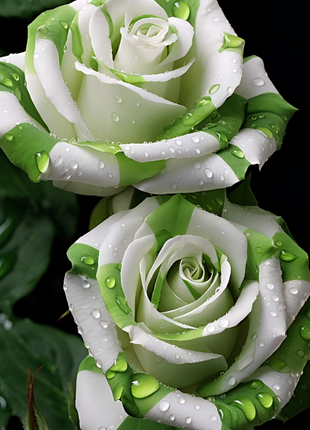 🤍Rare White and Green Twin Roses💚