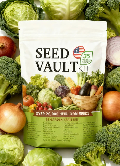 Open Seed Vault 20,000 Non-GMO Heirloom Vegetable Seeds - 35 Variety Pack for Gardening, Survival Gear, and Seed Vault Emergency Supplies Kit