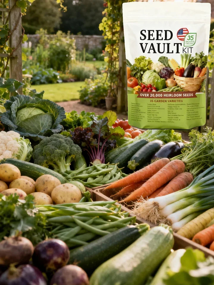 Open Seed Vault 20,000 Non-GMO Heirloom Vegetable Seeds - 35 Variety Pack for Gardening, Survival Gear, and Seed Vault Emergency Supplies Kit