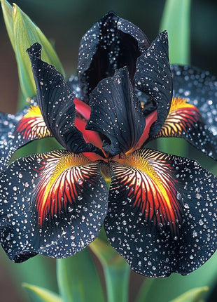 Black and Red Leopard-Patterned Iris (Iris spp.)