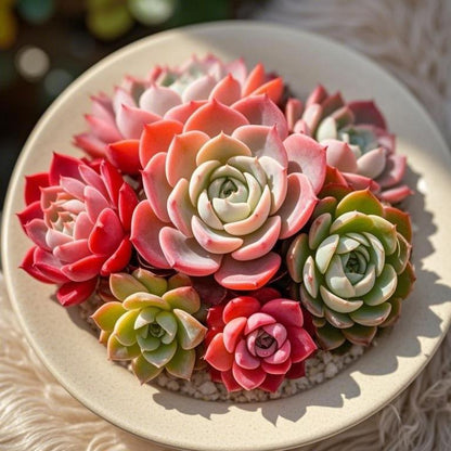 500Pcs Mixed-Color Mountain Rose Succulent Seeds Rare Blooming Succulents for Home & Garden Easy to Grow Drought-Resistant All Seasons