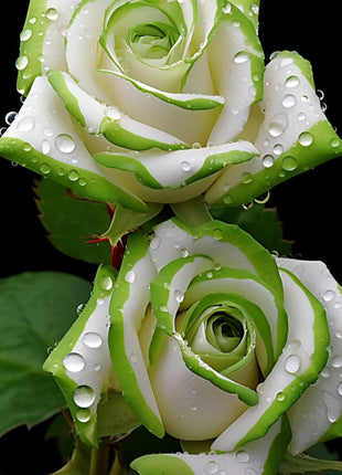 🤍Rare White and Green Twin Roses💚