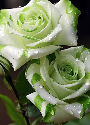 🤍Rare White and Green Twin Roses💚